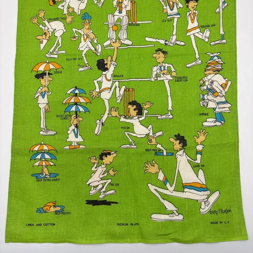 Vintage Richlin Cricket Lovely Cricket Tea Towel Terry T Burton Green UK RL475